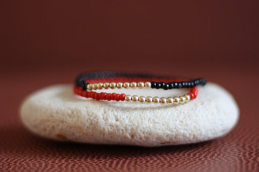 Go Sports Red & Black Bracelet Stack (Set of 2)