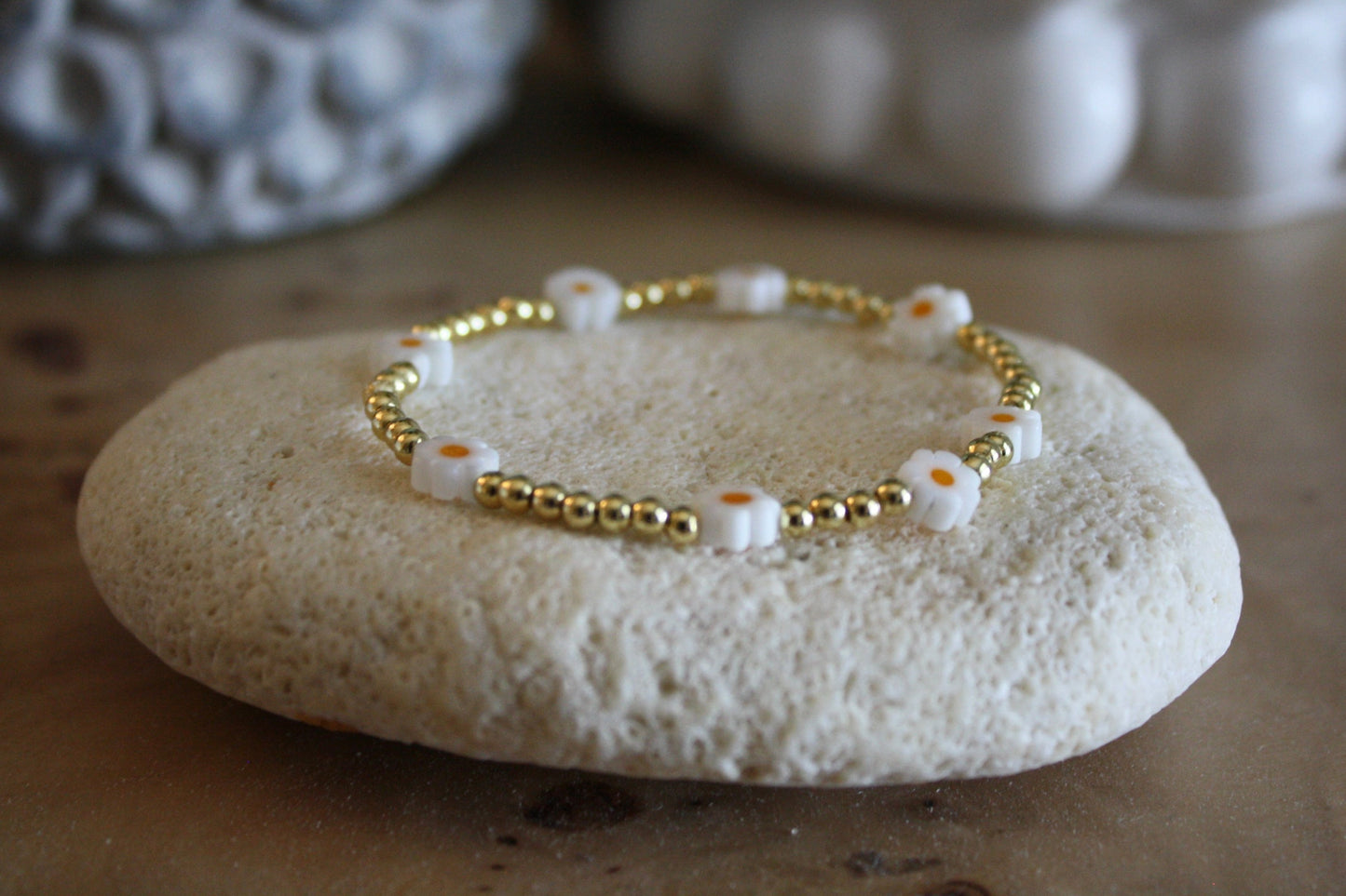 Iconic Gold-Filled Daisy Bracelet, 3mm Beads