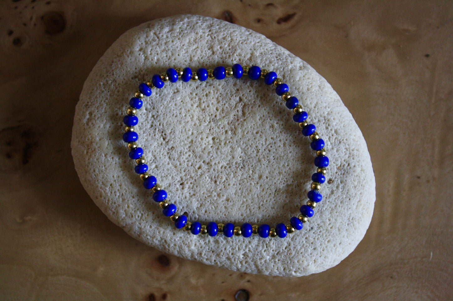 ESB (Emotional Support Beads) Cobalt Blue Bracelet, 3mm Gold-Filled & 4mm Colorful Beads