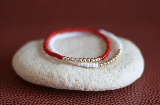 Go Sports Crimson & White Bracelet Stack (Set of 2)