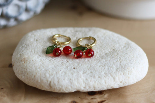 Cherry Huggie Hoops