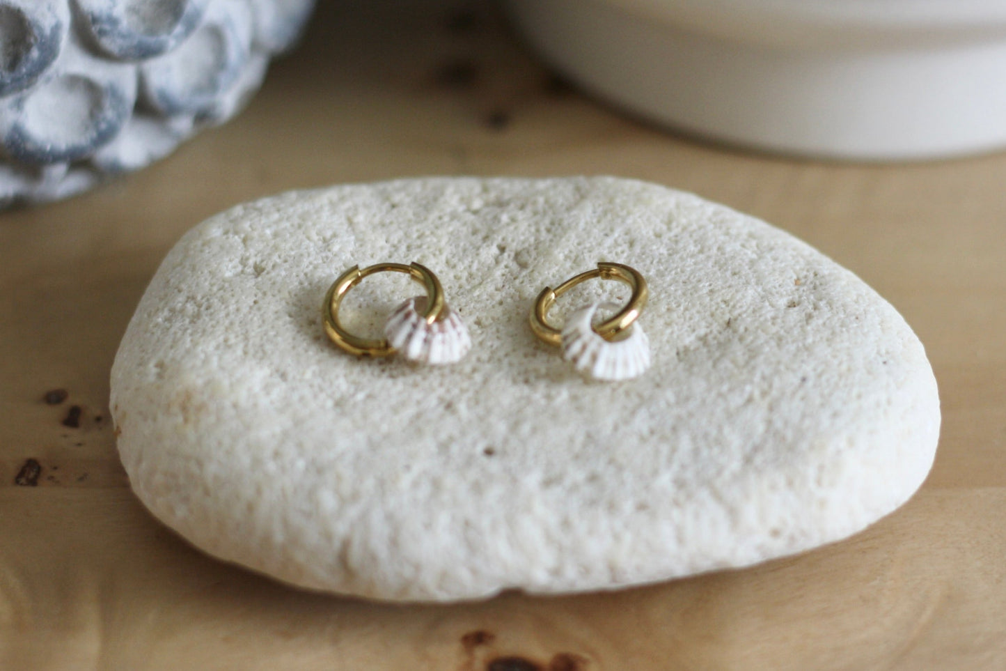 Shell Huggie Hoops