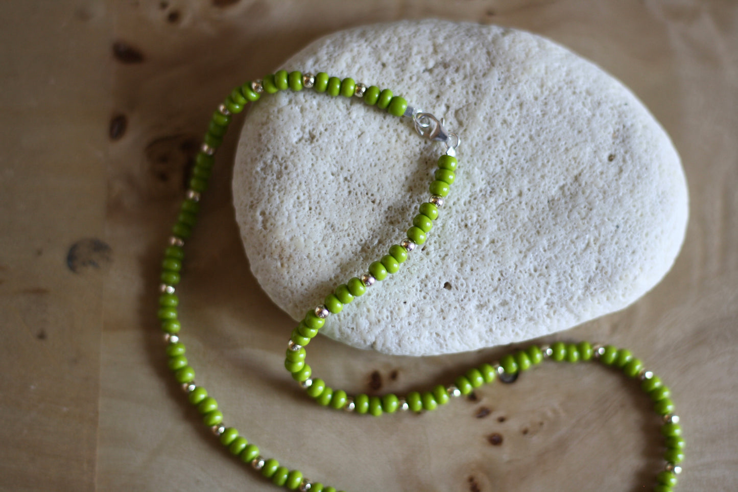 ESB (Emotional Support Beads) Green Bean 15" Necklace