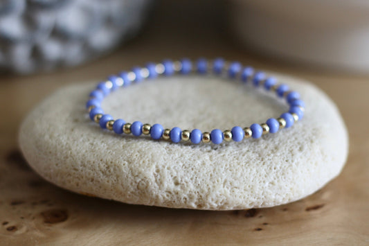 ESB (Emotional Support Beads) Periwinkle Bracelet, 3mm Gold-Filled & 4mm Colorful Beads