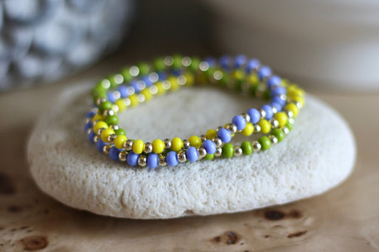 ESB (Emotional Support Beads) Bracelets, 3mm Gold-Filled & 4mm Colorful Beads (Set of 3)