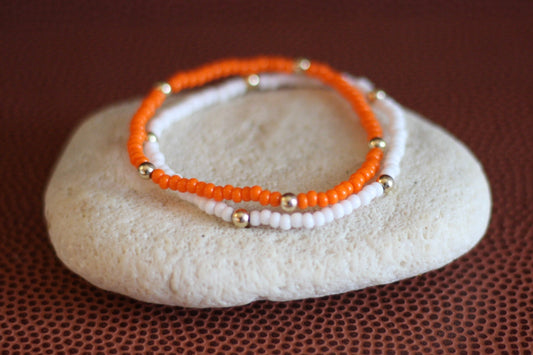 Go Sports Orange & White Bracelet Stack (Set of 2)