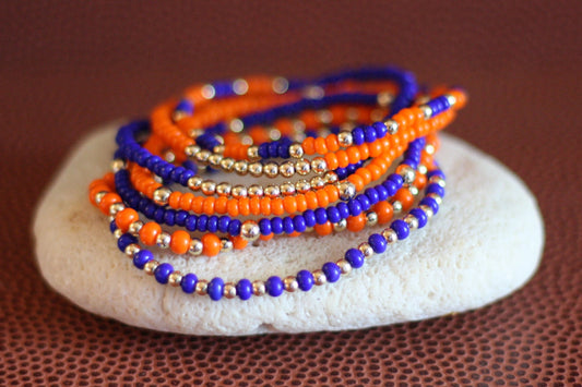 Go Sports Orange & Blue Bracelet Stack (Set of 7)