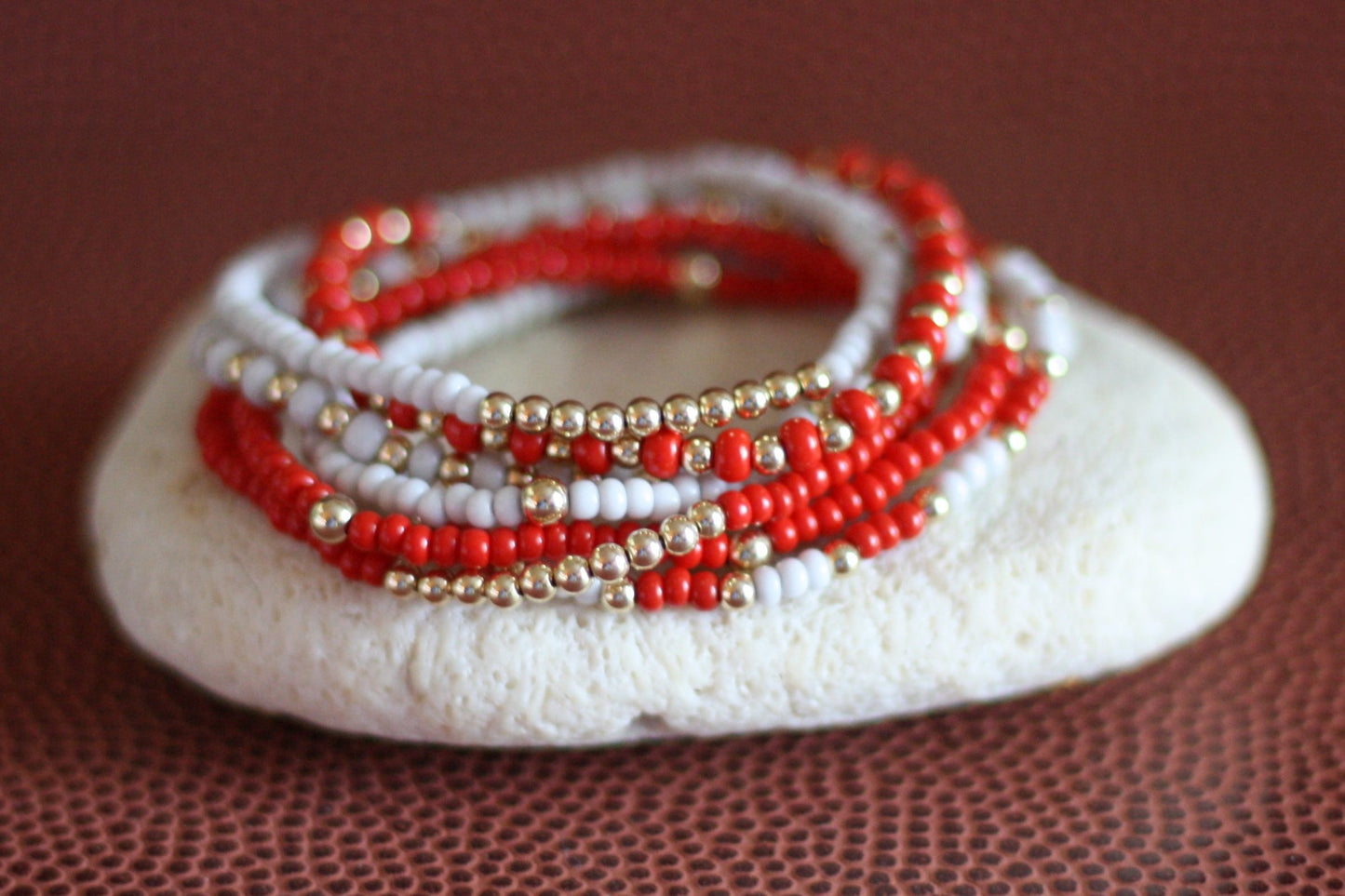 Go Sports Scarlet & Light Grey Bracelet Stack (Set of 7)