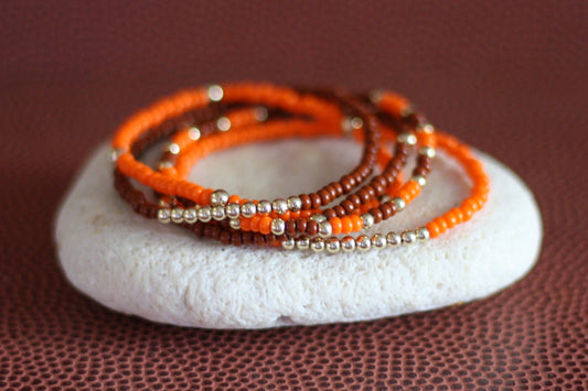 Go Sports Orange & Brown Bracelet Stack (Set of 5)