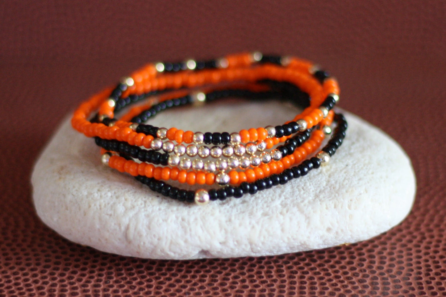 Go Sports Orange & Black Bracelet Stack (Set of 5)