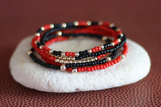 Go Sports Red & Black Bracelet Stack (Set of 5)