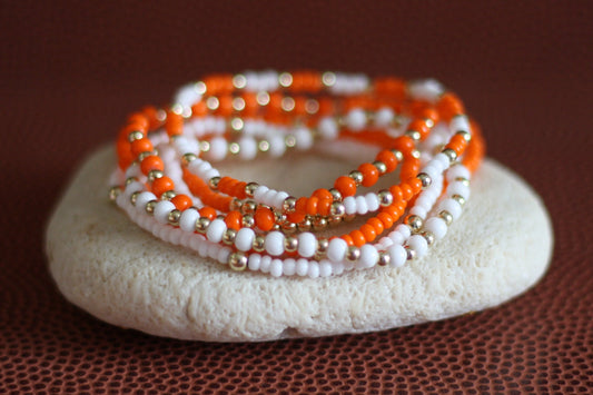 Go Sports Orange & White Bracelet Stack (Set of 7)