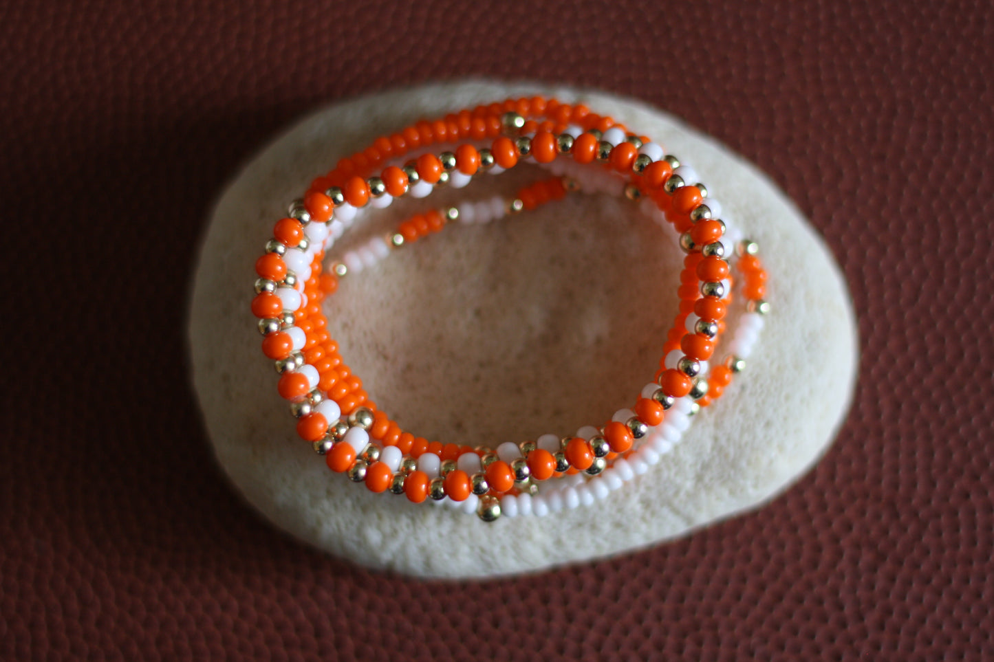 Go Sports Orange & White Bracelet Stack (Set of 7)