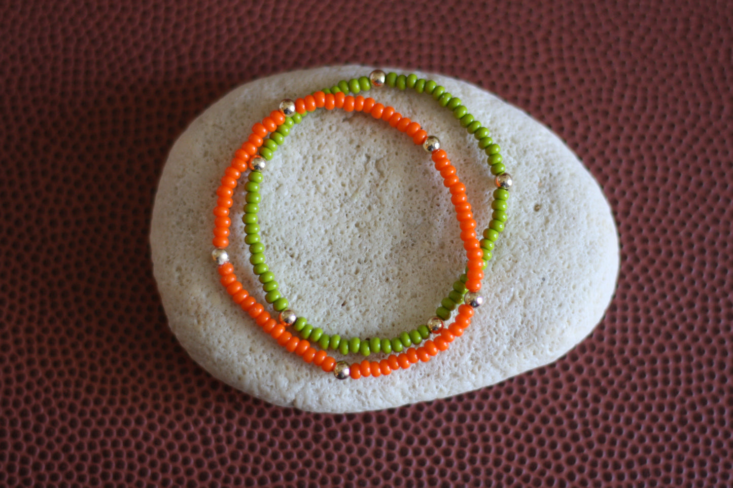 Go Sports Orange & Green Bracelet Stack, 4mm Gold-Filled Beads (Set of 2)