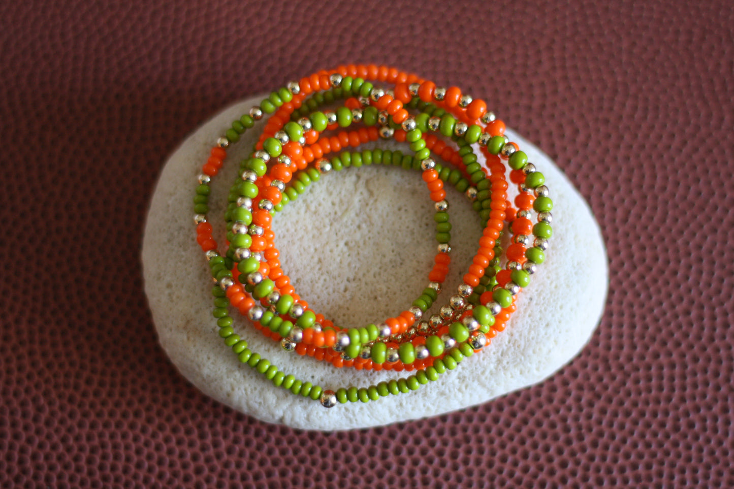 Go Sports Orange & Green Bracelet Stack (Set of 7)