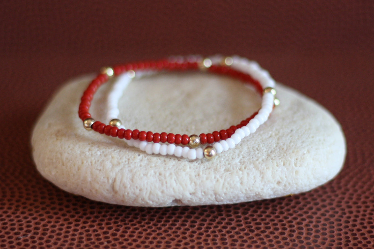 Go Sports Crimson & White Bracelet Stack (Set of 2)