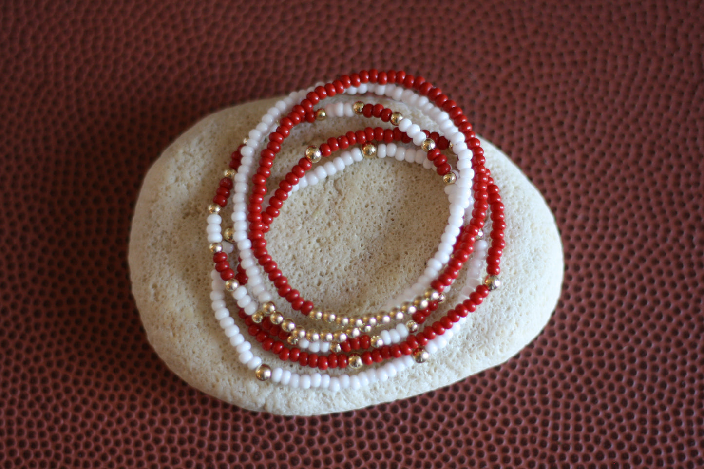 Go Sports Crimson & White Bracelet Stack (Set of 5)