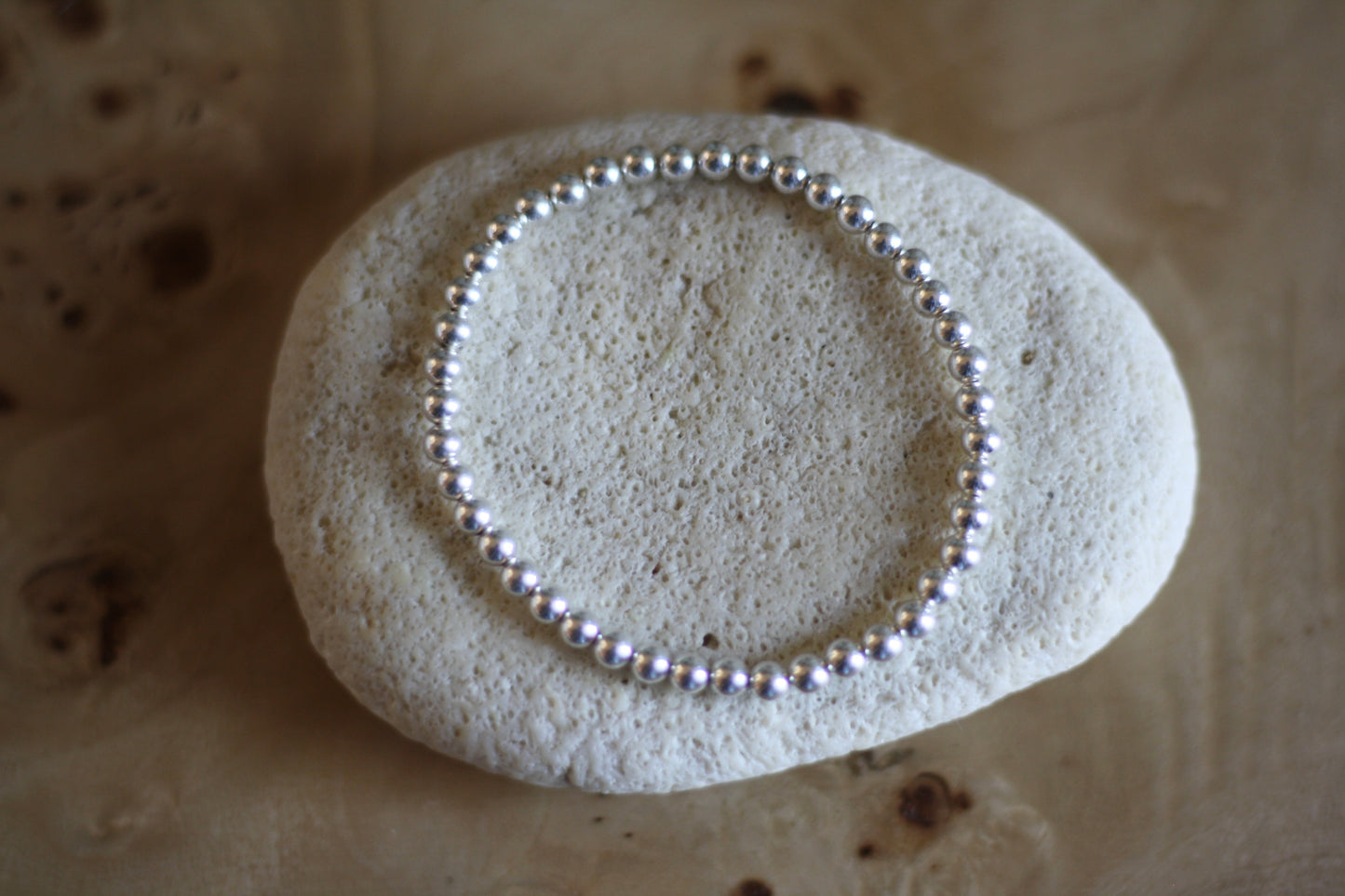 Iconic Silver Bracelet, 4mm Beads