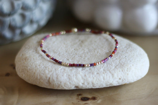 Happy Hour Mulled Wine Bracelet, 2mm Gold-Filled & Colorful Beads