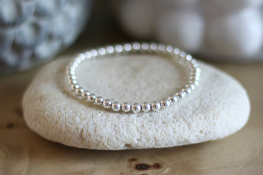 Iconic Silver Bracelet, 4mm Beads