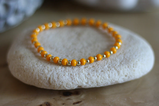 ESB (Emotional Support Beads) Marigold Bracelet, 3mm Gold-Filled & 4mm Colorful Beads