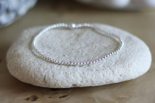 Iconic Silver Bracelet, 2mm Beads