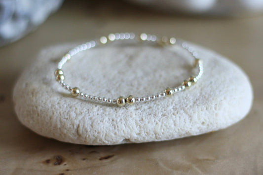 Iconic Bracelet, 4mm Gold-Filled & 2mm Silver Beads