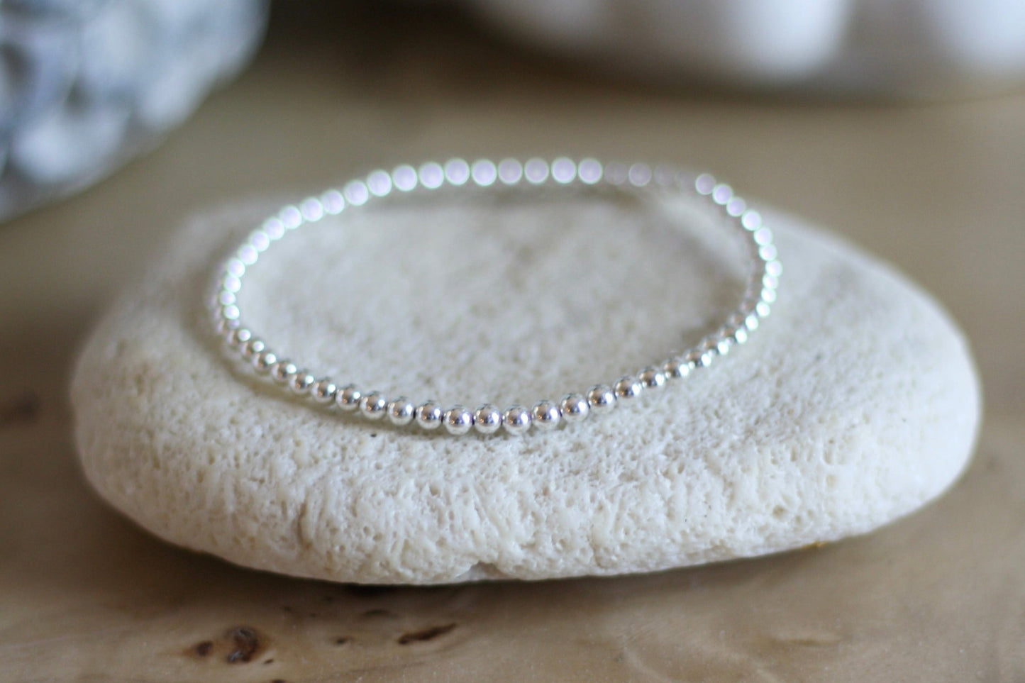 Iconic Silver Bracelet, 3mm Beads